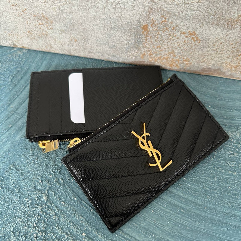 YSL LONG CARD HOLDER BLACK CAVIAR GHW