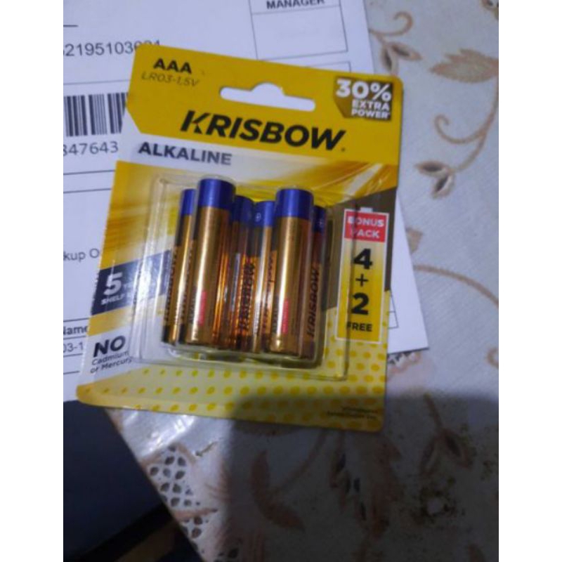 BATERAI ALKALINE AAA | KRISBOW SUPER ALKALINE AAA 4+2