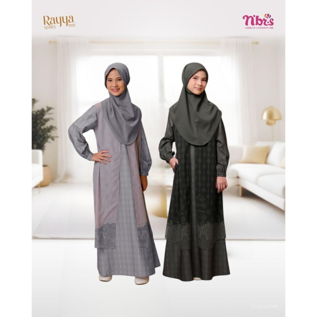 GAMIS ANAK PEREMPUAN TERBARU 2025 RAYYA SERIES NIBRAS XYLA EMERALD VIOLET BY NBRAS FASHION PAKAIAN B