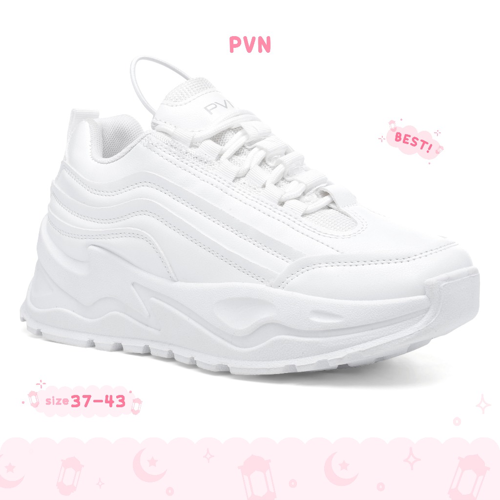 PVN Taecyeon Sepatu Sneakers Wanita Putih Hitam Krem Kasual Sport Shoes White Black 234