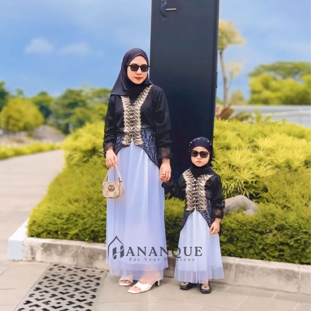 Hananque Moana Tunik Brukat Couple Ibu dan Anak 1-13 Tahun Set Rok Malika Lace Garden
