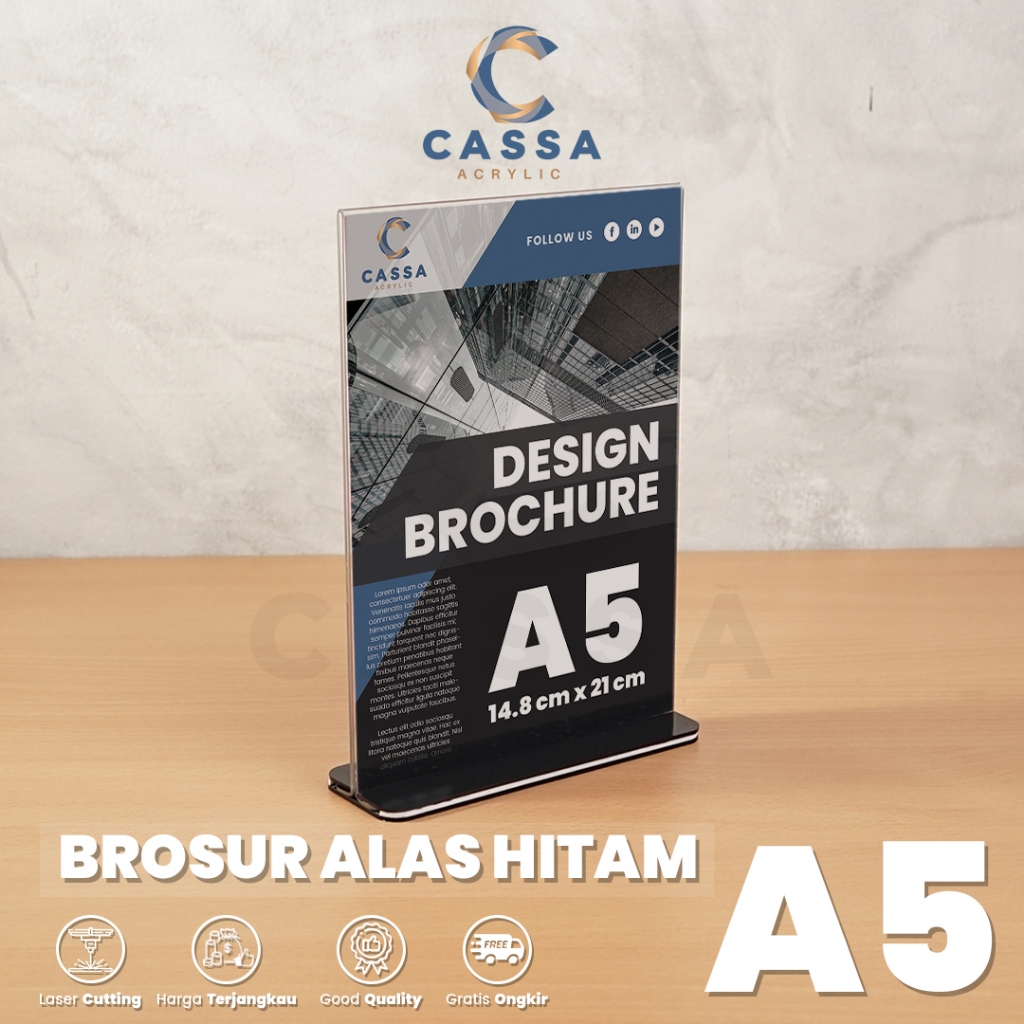 

Tempat Brosur Alas Hitam A5 1.5mm Akrilik Tent Card Holder Qris Barcode Nomor Menu Meja RB9