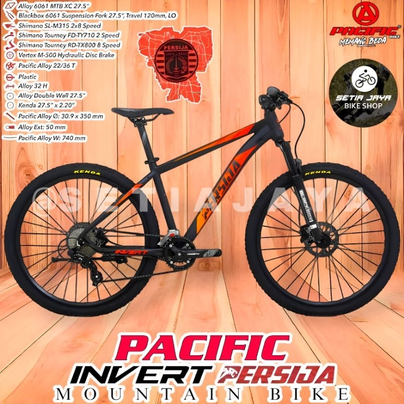 Sepeda Gunung MTB 27.5 Inch PACIFIC INVERT PERSIJA Alloy 2x8 Speed Rem Hidrolik New
