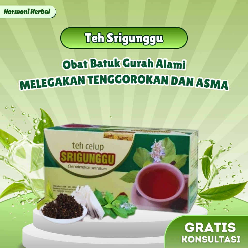 

TEH SRIGUNGGU OBAT BATUK SEBAGAI GURAH ALAMI, MELEGAKAN TENGGOROKAN BATUK DAN ASMA (Isi:20) BPOM dan Original