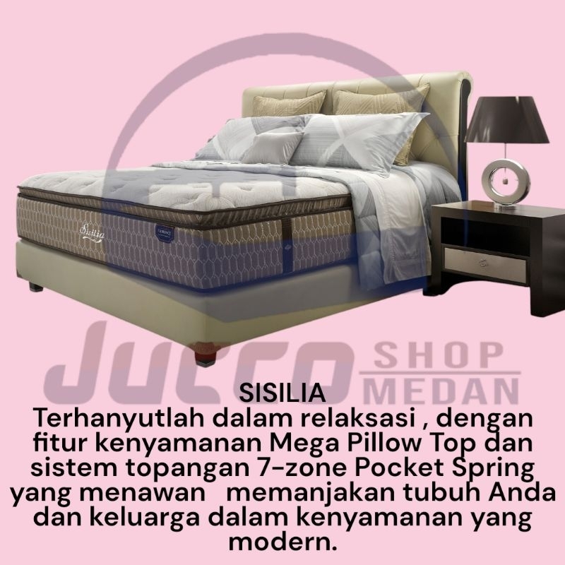 [ JUCCO ] Springbed FLORENCE SISILIA - Matras Latex 180x200 - Springbed Latex Florence tebal 40cm - 