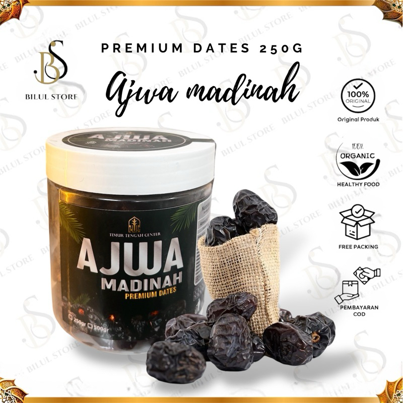 

KURMA AJWA MADINAH premium dates kemasan 250g (toples)