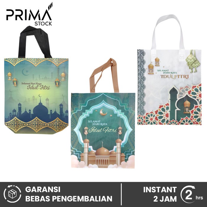 

Tas Spunbond Lebaran Idul Fitri Laminasi Tali Spun bond HLS 30x40 38x45 cm HBPA 30x40 cm 12 pc Goodie Bag Suvenir Bingkisan Laminating Full Color Handle Lipat Samping Handle Box Press Automatic merk WS