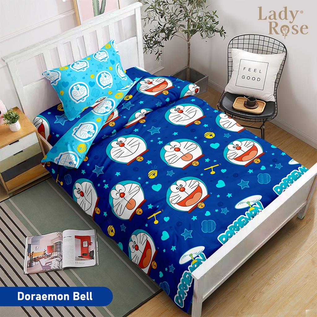 Lady Rose - Bed Cover SET SPREI 2IN1 SORONG (120x200) SUPER Terlaris Motif DORAEMON BELL