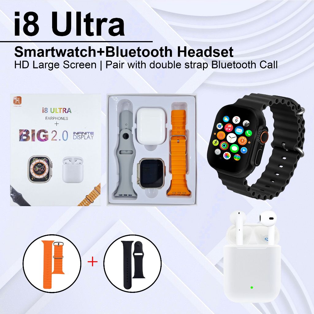 (BISA COD) ORIGINAL SMARTWATCH SERIES 8 ULTRA SMARTWATCH I8 ULTRA FREE HANDSFREE + TALI JAM