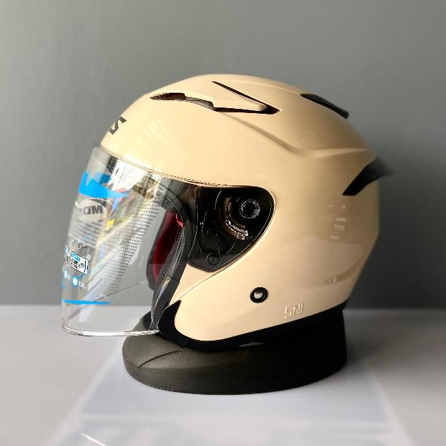 MDS Voltus Cream Helm Half Face Harian Pria Wanita