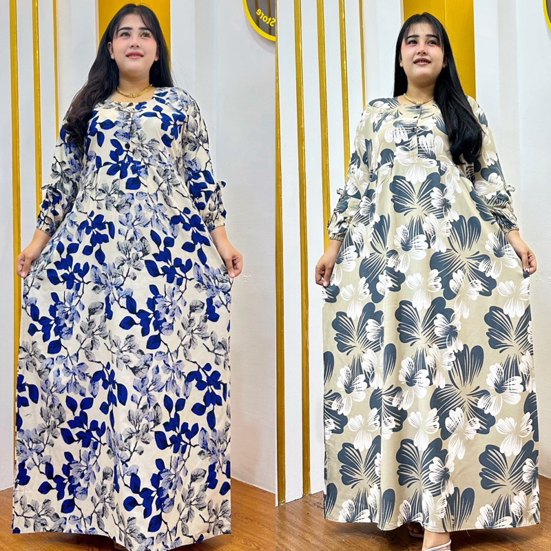 Dress Gamis Jumbo Aurel Premium Busui Bahan Rayon Tebal LD 115 - Quella Fashion Store