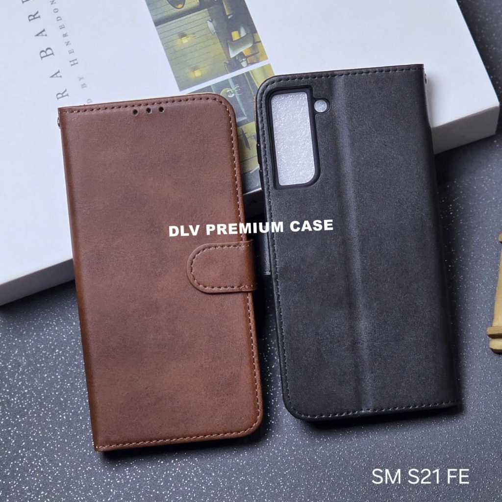 SAMSUNG S21 FE CASE FLIP COVER WALET KULIT LEATHER FLIP CASE DOMPET SAMSUNG S21 FE