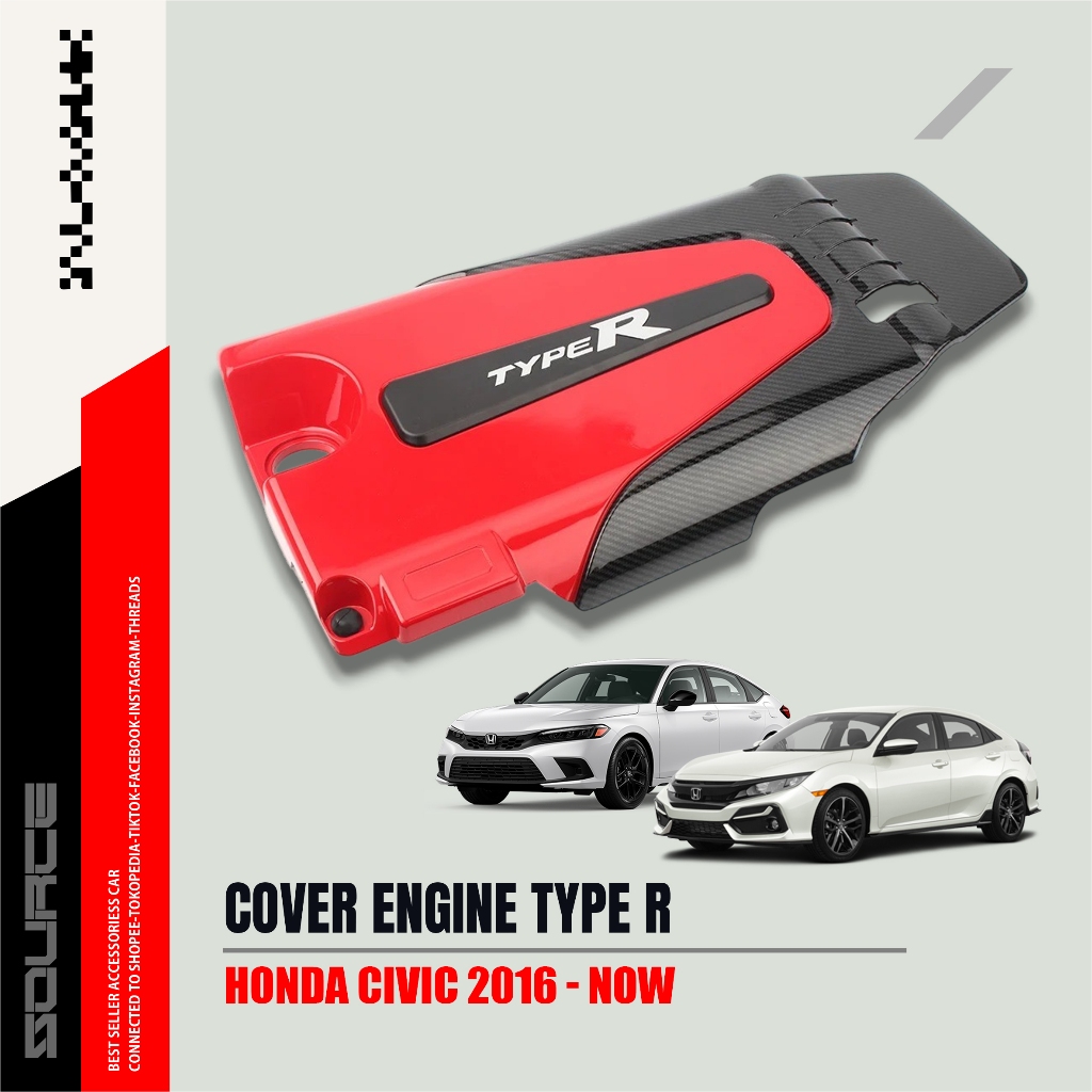 AKSESORIS HONDA CIVIC RS - ENGINE COVER TYPE R CARBON WTP ORIGINAL - CIVIC HATCHBACK - NEW CIVIC SED