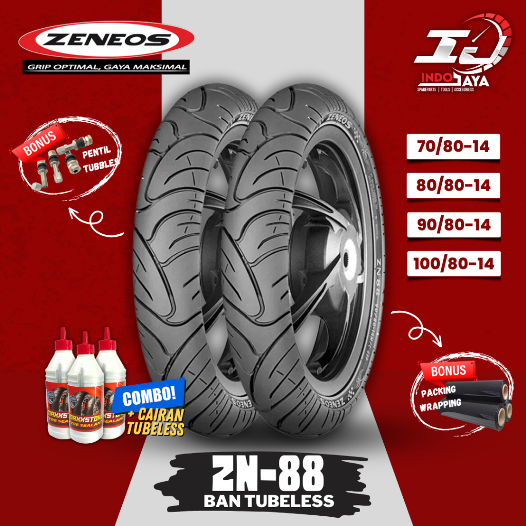 [READY COD] BAN LUAR TUBELESS ZENEOS ZN88 (70/80-14 - 80/80-14 - 90/80-14 - 100/80-14) RING 14 BAN M