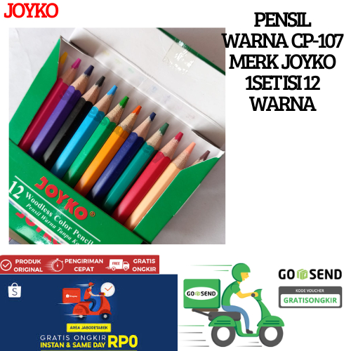 

CP-107 Pensil Warna Joyko 12 Warna Pendek