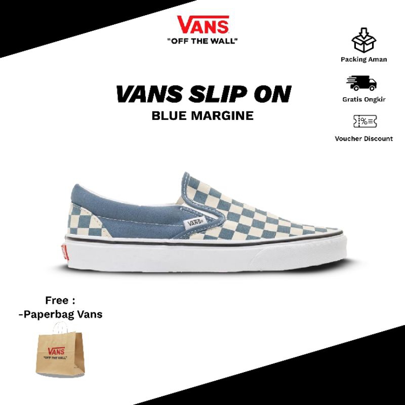 VANS CLASSIC SLIP ON BLUE MIRAGE - ORIGINAL 100% GARANSI