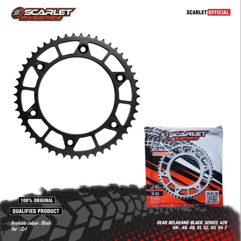 SCARLET RACING GEAR GIR BELAKANG KLX  150 DTRACKER 150 BLACK SERIES  428 44 45 46 48 50 52 53 54 55 