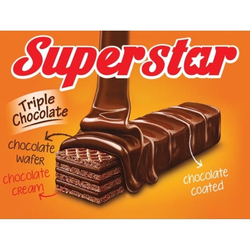 

Wafer Coklat Superstar Triple isi 20pcs - Makanan Ringan Enak - Food, Chocolate Susu Cokelat Biskuit Snack