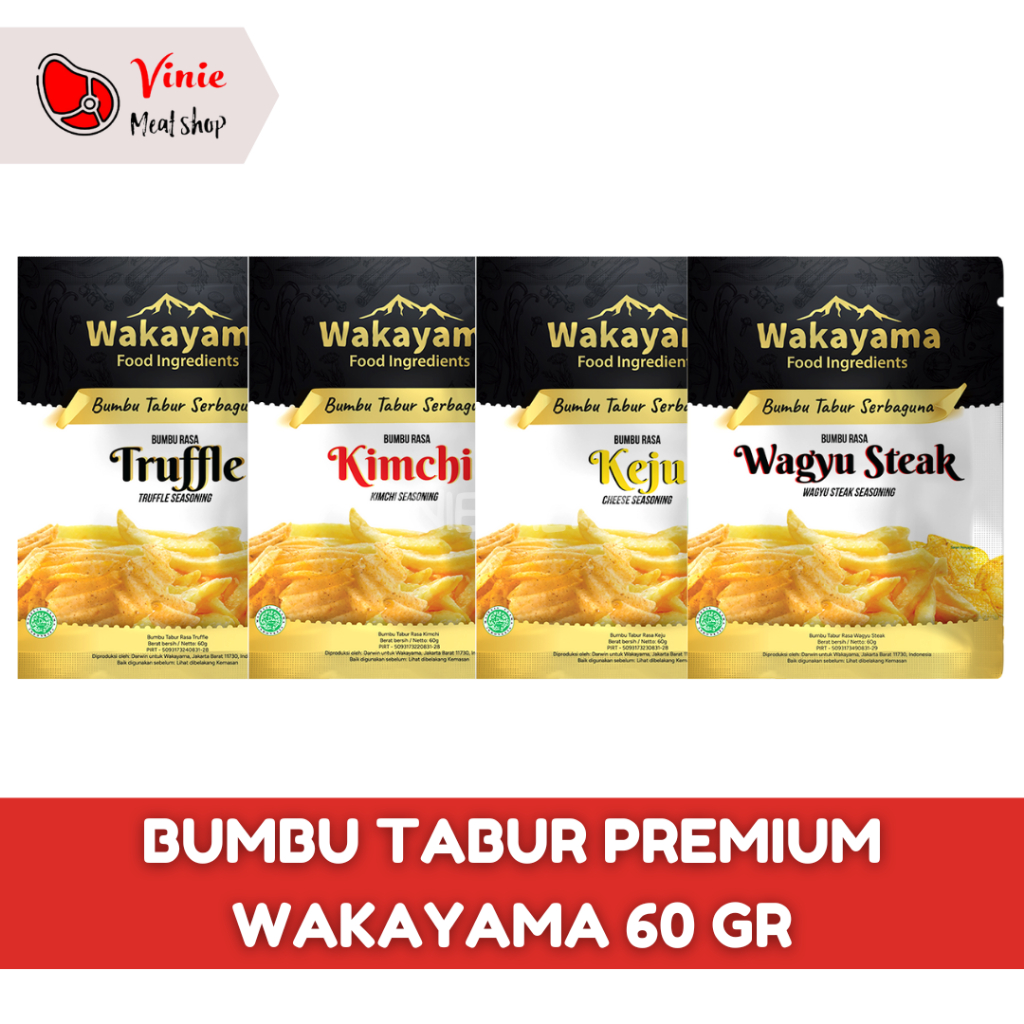 

Wakayama Bumbu Tabur Premium 60gr Wagyu Steak | Kimchi | Truffle | Keju