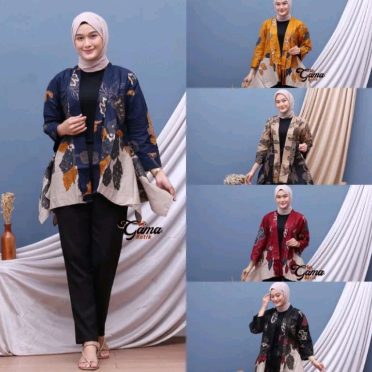 KODE L69V Blazer batik Nikita blazer batik kekinian motif mawar