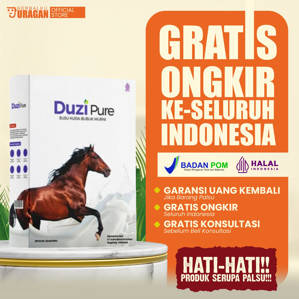 

Duzi Pure Susu Kuda Murni 100% Bubuk Alami Liar Asli Herbal dari Lombok 1 BOX