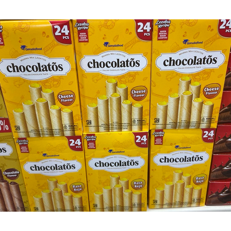 

Chocolatos Wafer Stick Roll 1 Dus / Karton Isi 8 Box Varian Rasa