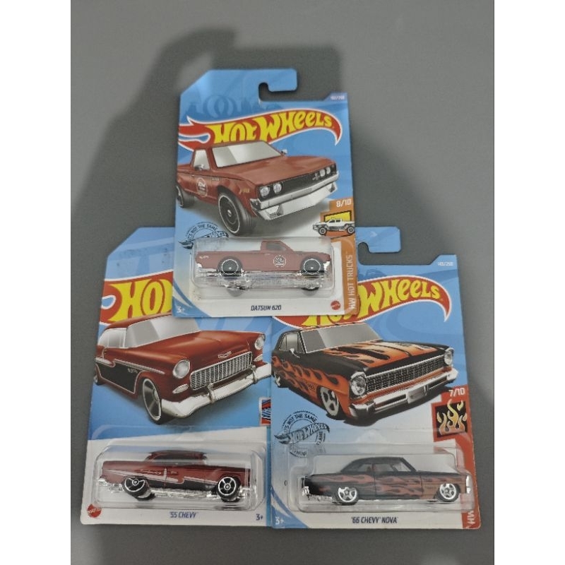 Hot Wheels Datsun 620, 55 Chevy, 66 Chevy Nova