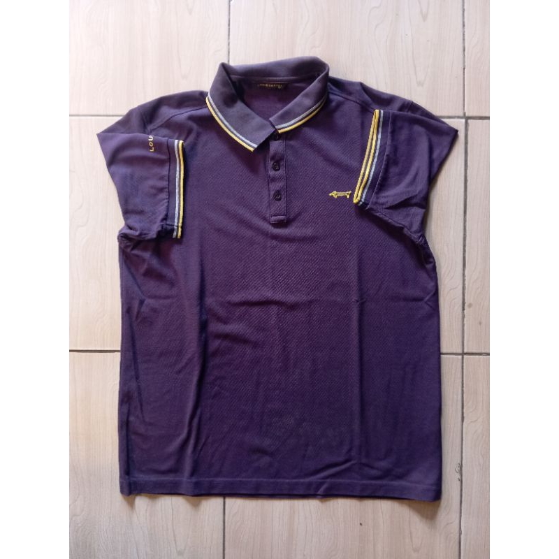 Kaos Tshirt Berkerah Merek Louis Castell Warna Ungu Bahan Polo Lacos Size L