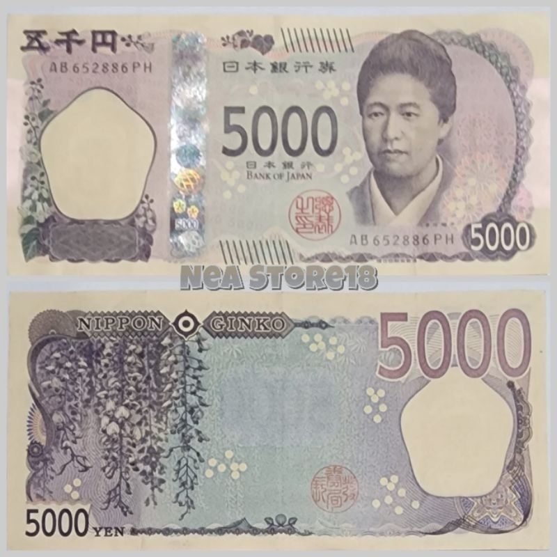 Souvenir Hadiah Uang Kuno Jepang 5000 Yen New Series