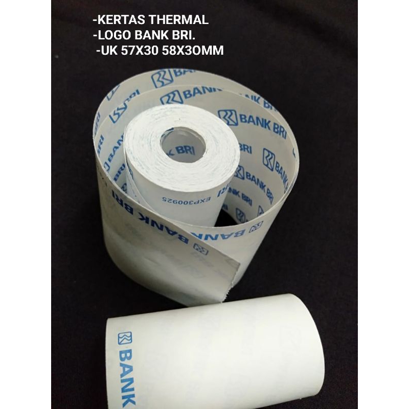 

( 10 ROLL ) KERTAS THERMAL LOGO BANK BRI 57X30 DOUBLE LOGO BANK BRI 57X30 57X29 COCOK UNTUK MESIN PRINER EDC