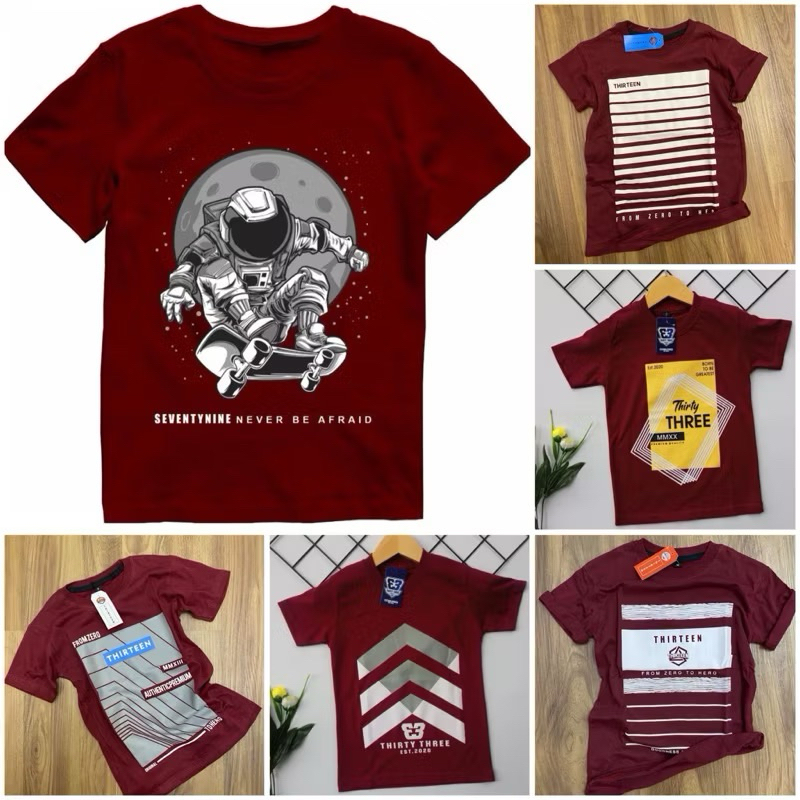 COD ~ JUAL RUGI DIBAWAH MODAL Kaos Katun distro anak 2-8tahun (WARNA MAROON MARON MARUN) kaos katun 
