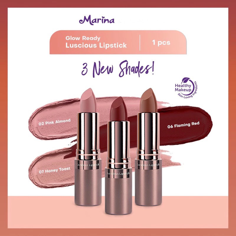 Marina Glow Ready Luscious Lipstick - Lipstik Marina Original
