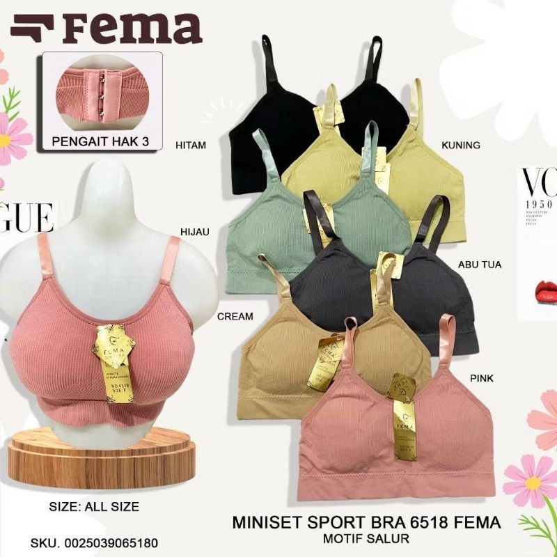 BH SPORT BRA MINISET BAHAN RAJUT FEMA GYM Olahraga IMPORT TANPA KAWAT PENGAIT 3 PAKAI Busa SEAMLESS 