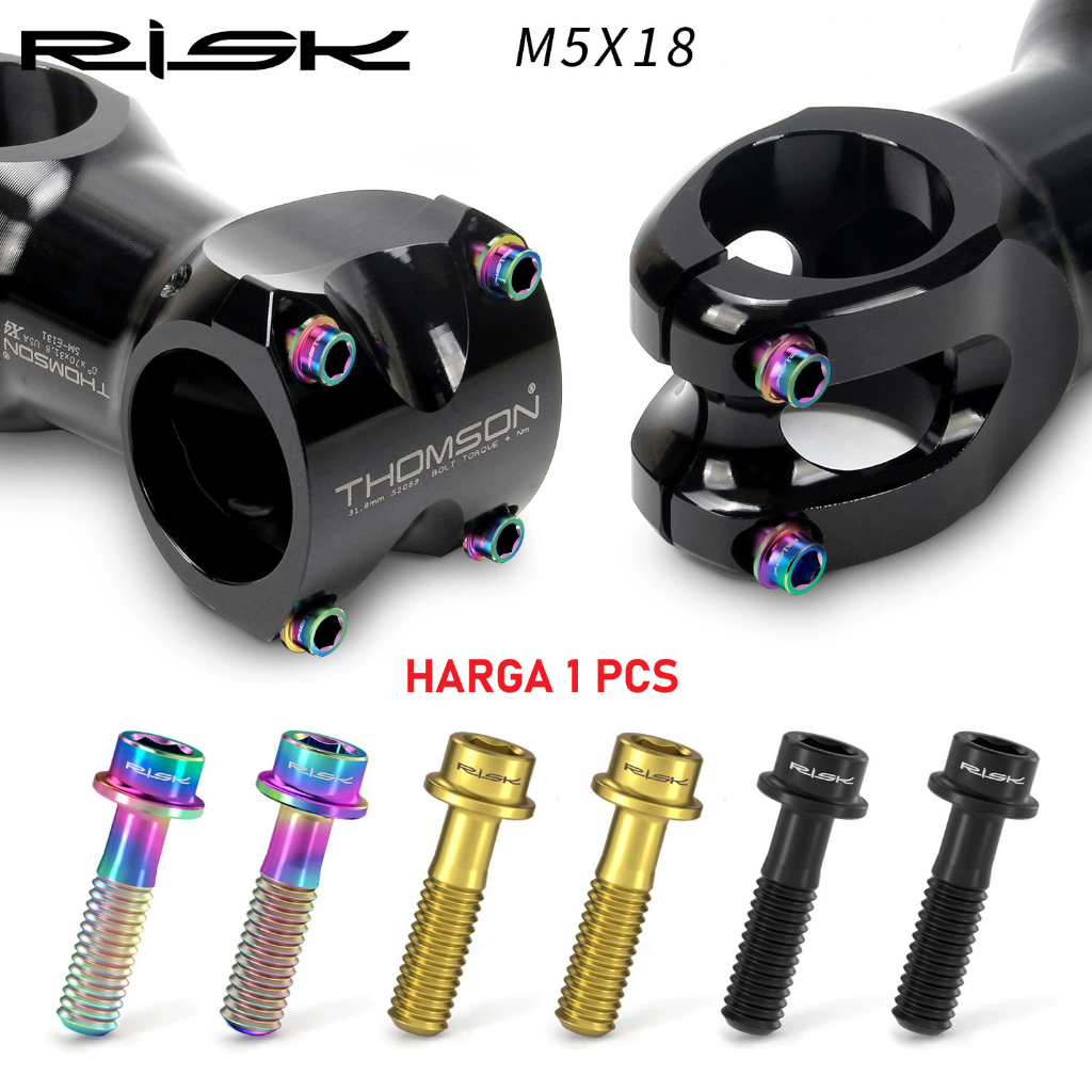 Risk Baut Stem Titanium  SATUAN Bolts M5 x 18mm Ti Bolt Conical Head screws M 5 18 mm handlebar Sepe