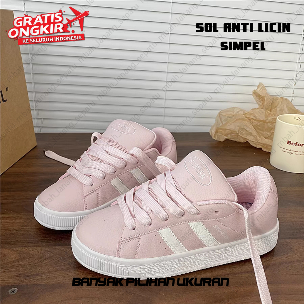 Sepatu terbaru warna PINK cocok buat wanita sol lacin siplon rekomendasi buat fashion liburan jalan 