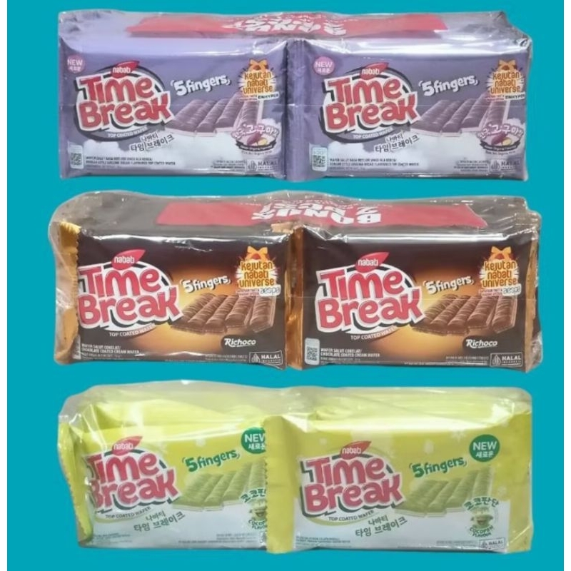 

Time Break Nabati Wafer bersalut coklat, goguma, cocopandan isi 20pc
