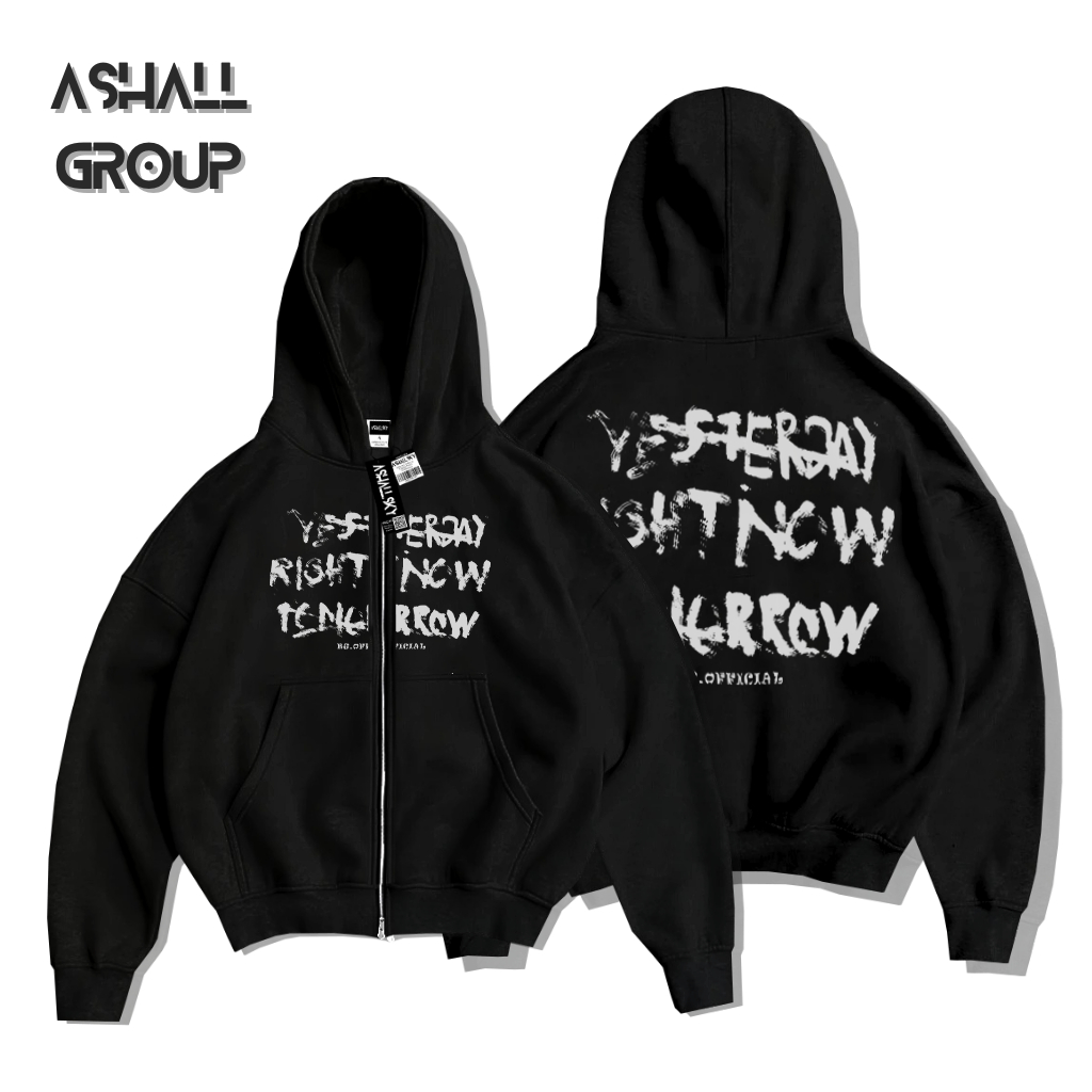 Juragan Hoodie Zipper Boxy Pria Wanita Bahan Tebal Yesterday Warna Cream