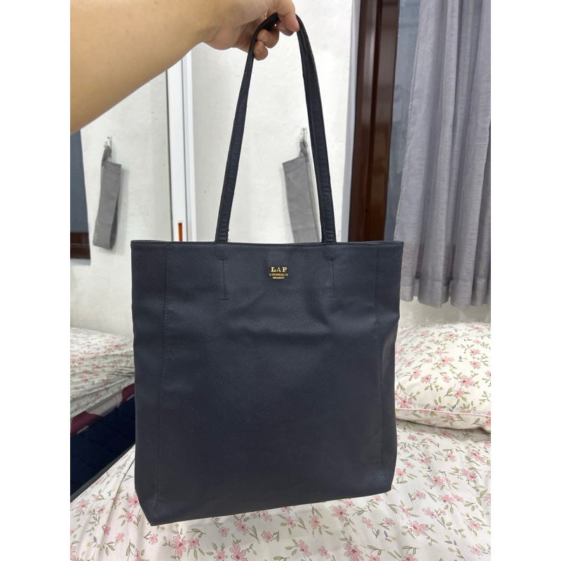 TAS TOTE BAG BRAND LAP LOS ANGELES PROJECT NO MINUS LIKE NEW WARNA NAVY ORIGINAL AUTHENTIC KULIT SAF