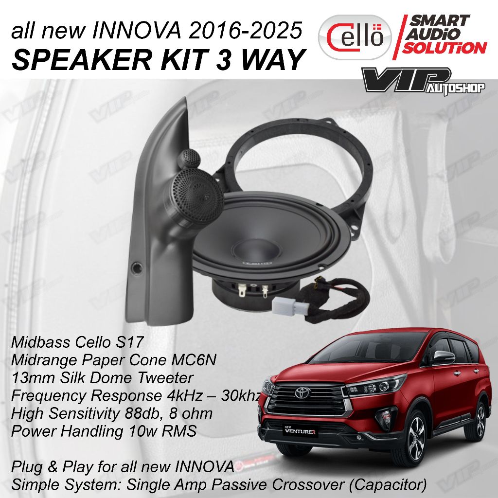 all new INNOVA reborn 2016-2025 VENTURER Speaker kit 3way depan audio mobil midbass midrange tweeter