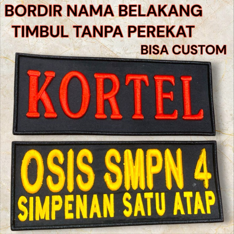 BORDIR NAMA BELAKANG TIMBUL PREMIUM TANPA PEREKAT