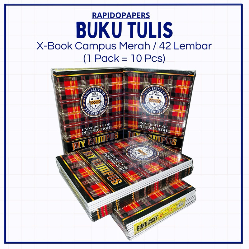

Buku Tulis Campus [X-BOOK, 1 Pack isi 10 Buku, 42 Lembar] Alat tulis Kantor / ATK / Buku Tulis Murah