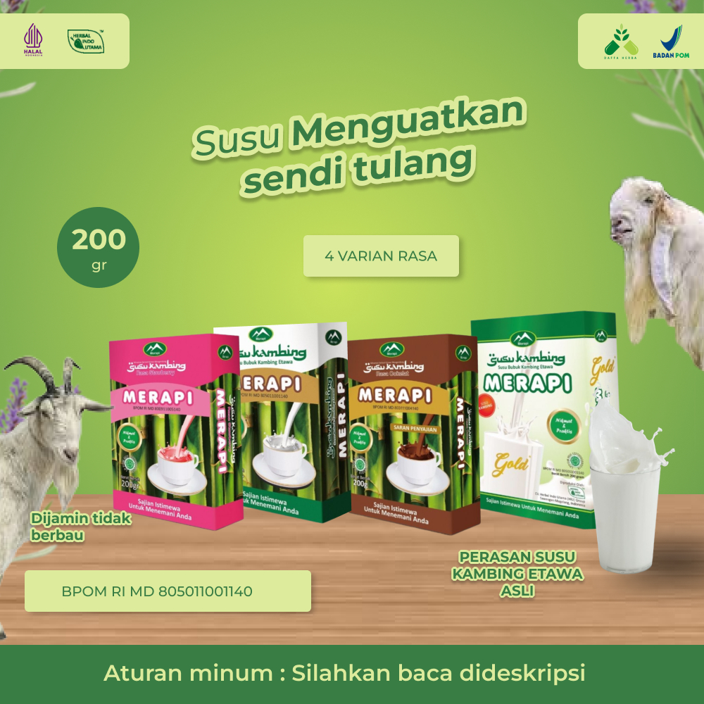 

Susu Kambing Merapi 200 gr - Menjaga Kesehatan Tulang Mengobati Ganguan Pernafasan