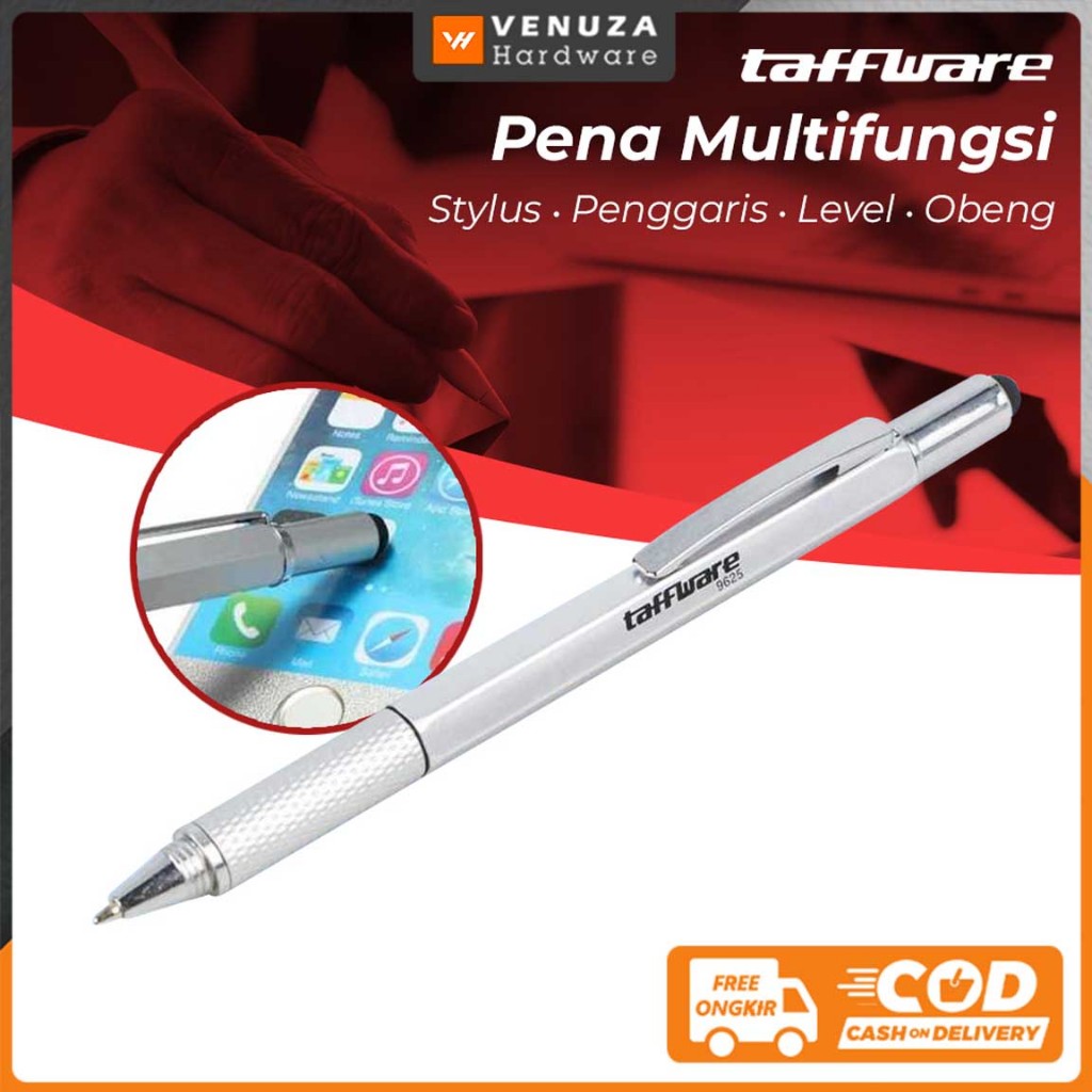 

Taffware Pena Multifungsi Plastik Stylus Penggaris Waterpass Obeng