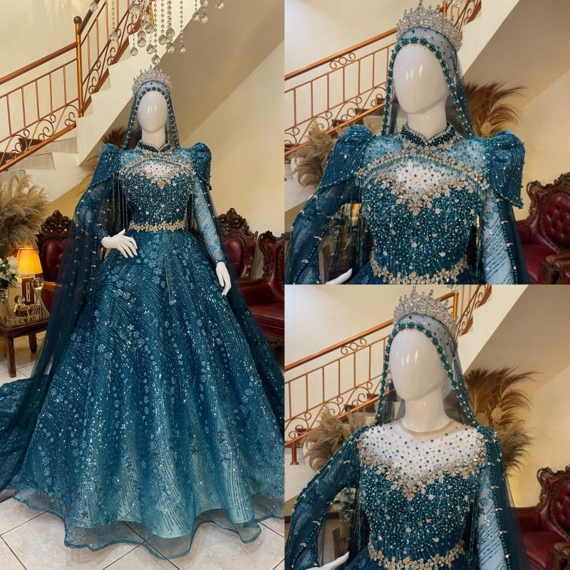 Gaun pengantin mewah elegan | Gaun pesta pengantin mewah elegan | gaun pengantin premium | Gaun Peng