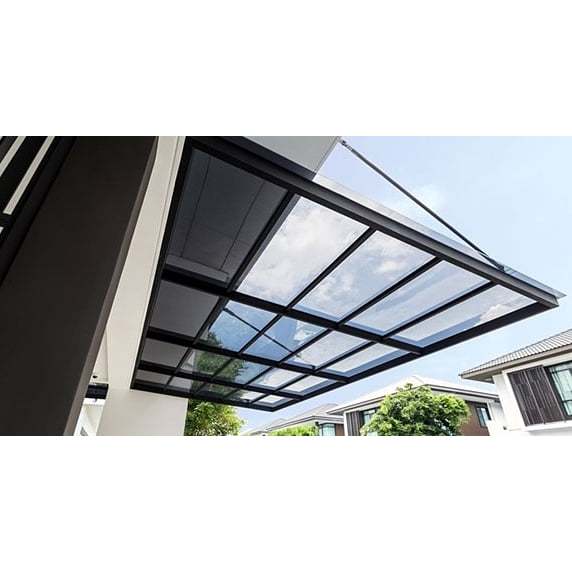 Kanopi solarflat gantung rangka besi hollow