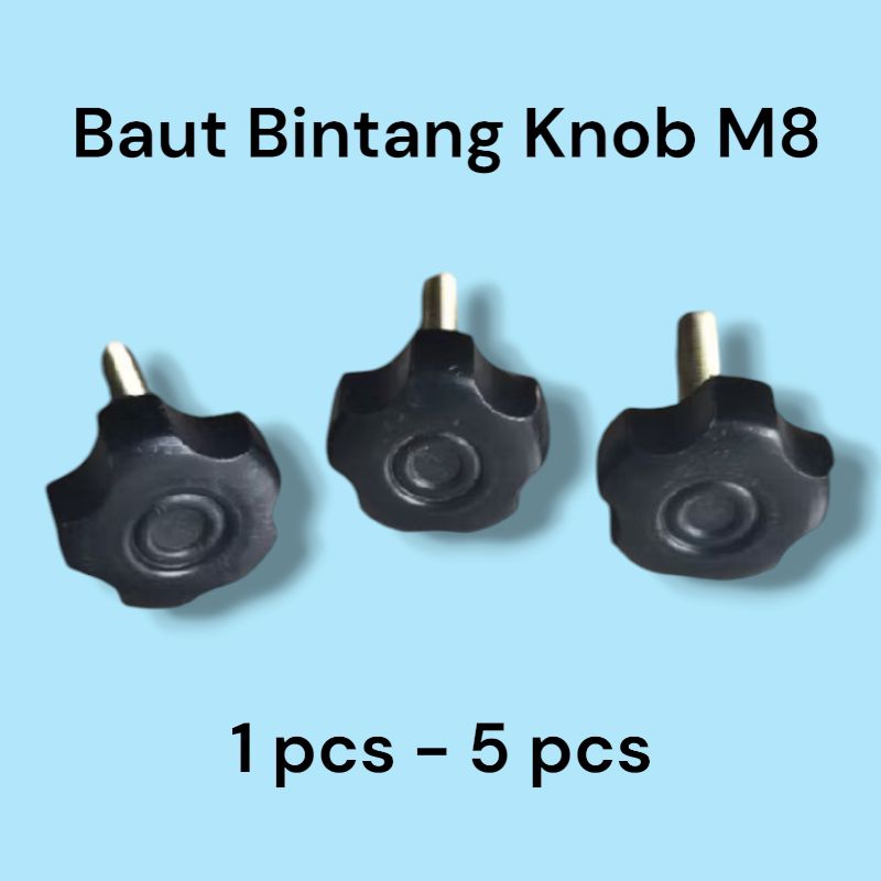 Baut Kepala Plastik Star Knob M8 / Mur Bintang Knob M8 / 1 pcs - 5 pcs
