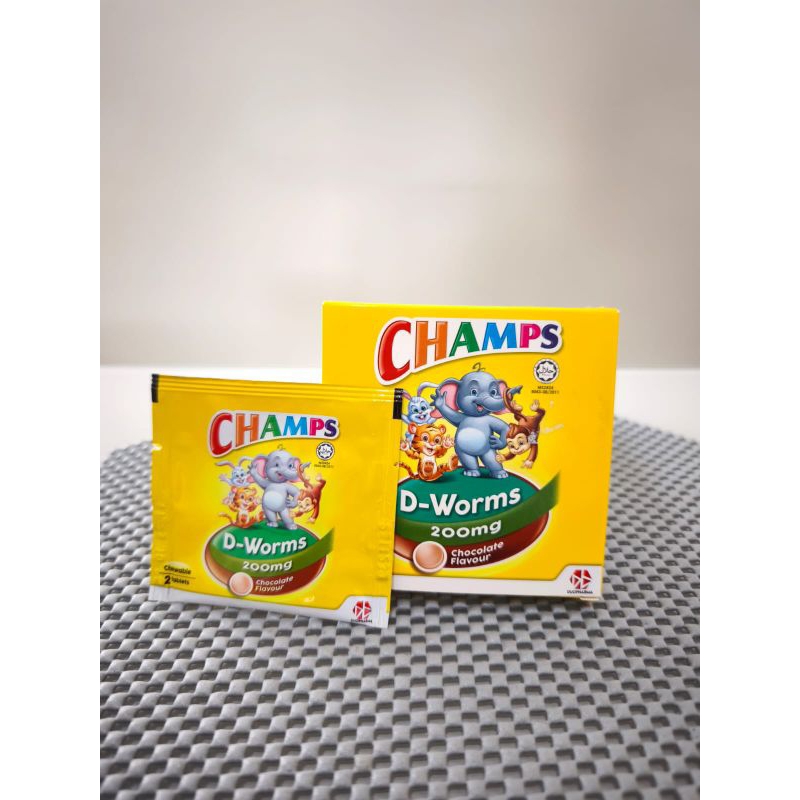 CHAMPS D-WORMS 200MG 1box 2pcs Chocolate Flavour