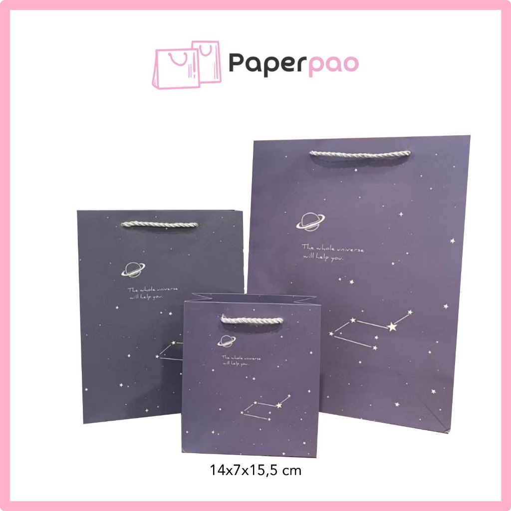 

PAPERPAO - STARS Paper Bag Goodie Hampers Tas Kantong Kertas Ulang Tahun Paperbag Polos Paper Bag Simpel Elegant