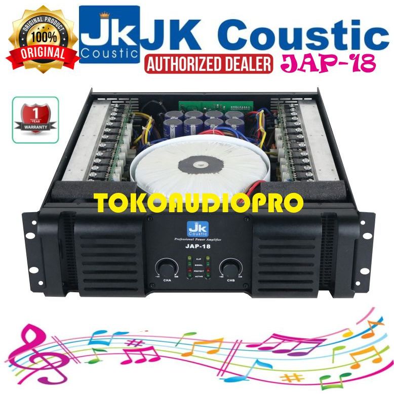 Power Jk Coustic JAP18 2 Channel Power Amplifier JK Coustic JAP-18