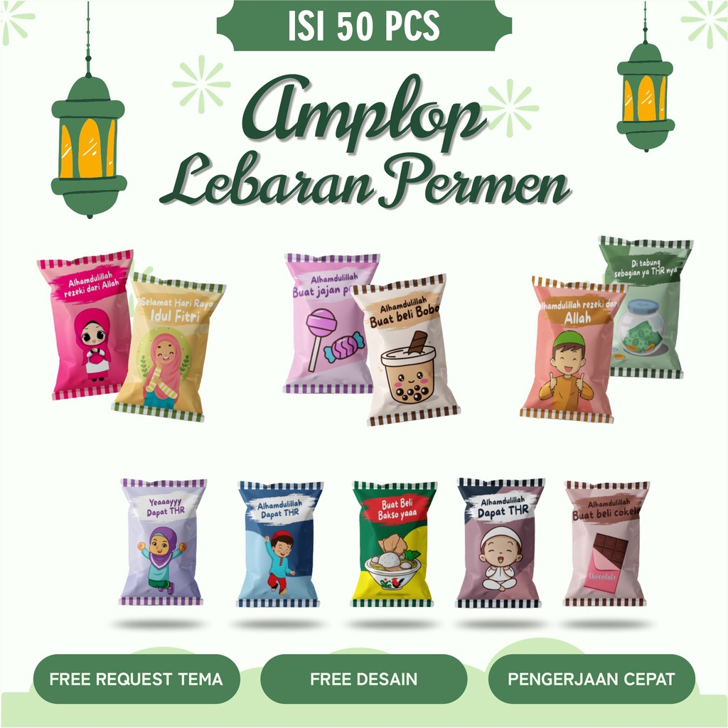 

(ISI 100 PCS) Amplop THR Lebaran Idul fitri Bentuk Permen / Amplop Lebaran 2025